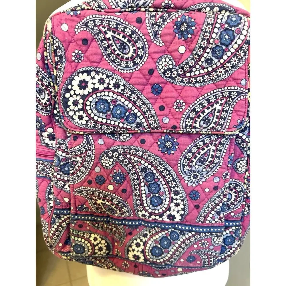 Vera Bradley Backpack Bag Quilted Paisley Floral Campus Boho Hippie L-XL